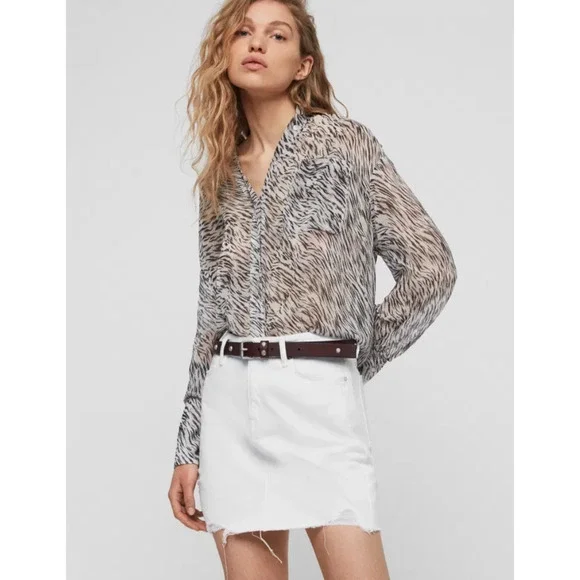 All Saints Women Betty Denim Skirt White Size 10UK / 6US - Picture 3 of 6